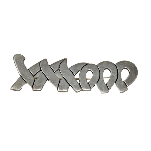 Mexican TS 01 Silver XO Love Kisses Brooch Pin - Picture 1 of 7